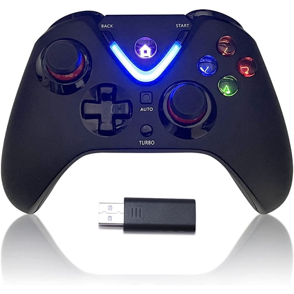 Wireless Game Controller with LED Lighting Compatible One S/X, Series S/X Gaming Gamepad, Remote Joypad 2.4G Adapter, Rechargeable Battery