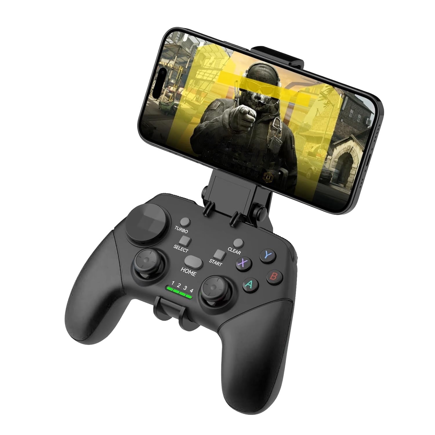 Wireless Game Controller with Phone Mount - Compatible with Android/iOS Switch Mobile - Ergonomic Black Gaming Pad