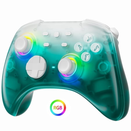 Wireless Game Controllers with Hall Effect Joysticks/Hall Trigger (No Drift), Bluetooth Controller for Nintendo Switch, Windows PC iOS Android Steam with RGB Light/Programmable/Turbo
