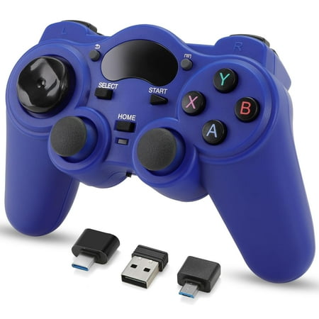 Wireless Gamepad for PC Laptop Android Steam – Blue USB & Bluetooth Game Controller with Phone Mount Compatible with Windows 7/10 Steam Deck Switch via Adapter Android TV Box & OTG