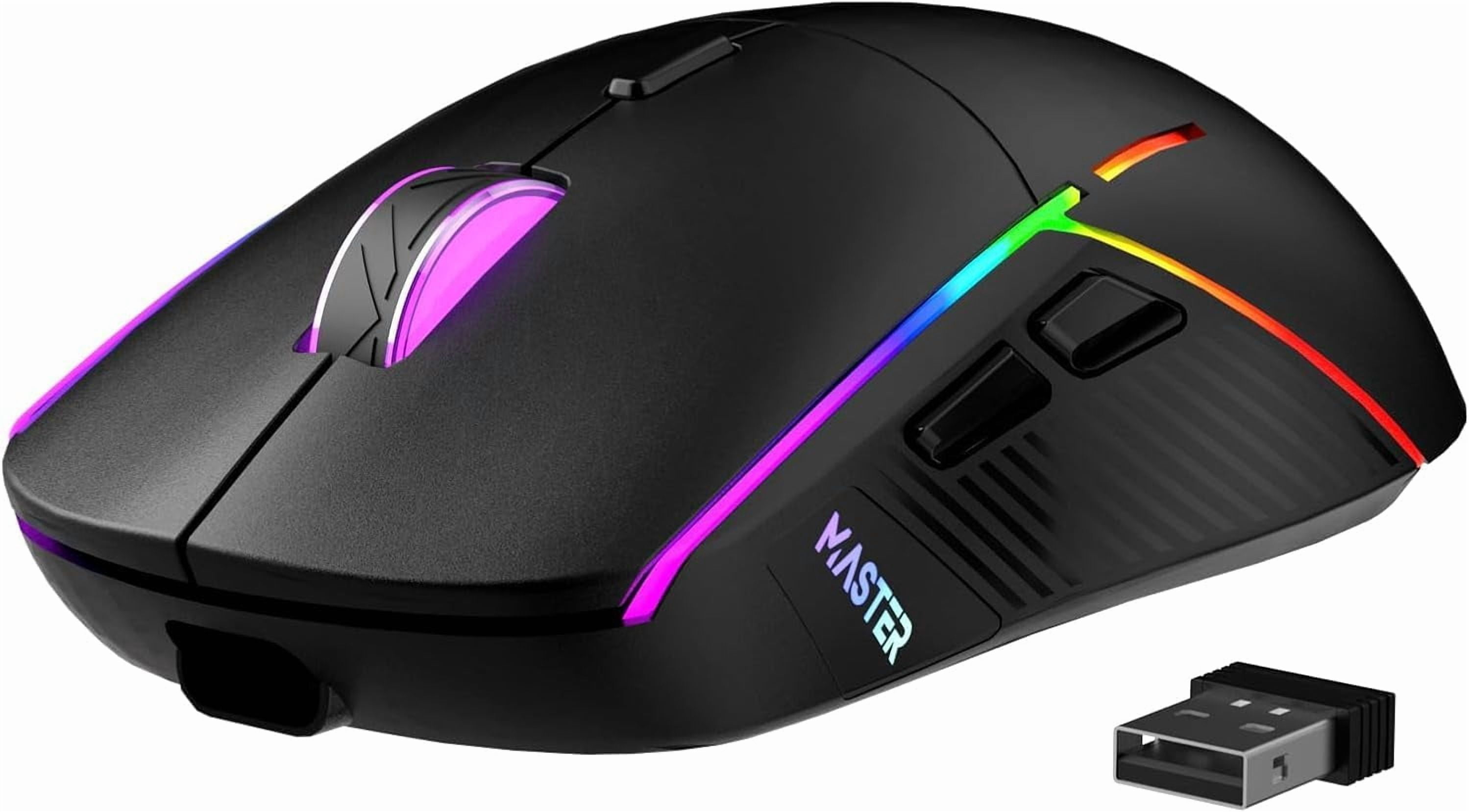 Wireless Gaming , 24000 DPI, Tri-Mode 2.4G/USB-C/Bluetooth 5.3 Gaming Wireless, RGB Programmable Gamer, 75Hrs Battery Life, Rechargeable Gaming Mice for PC, Mac, Black