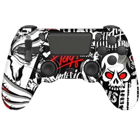 Wireless Gaming Controller Compatible with P-4/P-4 Slim/P-4 Pro/PC, Game Remote Controller with Dual Vibration/3.5mm Audio Jack/6-Axis Gyro/Touch Pad