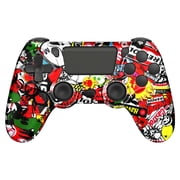 Wireless Gaming Controller Compatible with P-4/P-4 Slim/P-4 Pro/PC, Game Remote Controller with Dual Vibration/3.5mm Audio Jack/6-Axis Gyro/Touch Pad