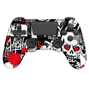 Wireless Gaming Controller Compatible with P-4/P-4 Slim/P-4 Pro/PC, Game Remote Controller with Dual Vibration/3.5mm Audio Jack/6-Axis Gyro/Touch Pad
