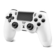 Wireless Gaming Controller Compatible with P-4/Slim/Pro/PC, Game Controller with Dual Motor/6-Axis Gyro/Touch Pad - White