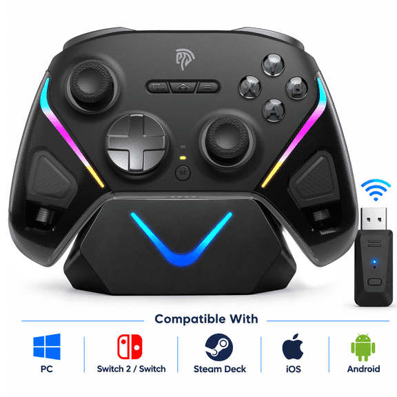 Easy SMX D10 Wireless Gaming Controller with Charging Dock, TMR Joysticks, Trigger Lock, Charging Dock, for PC/Switch 2/iOS/Android