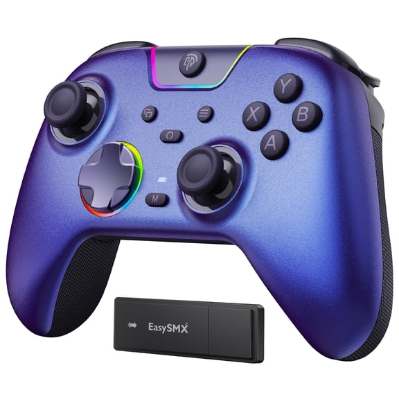 Wireless Gaming Controller for PC, Switch, Android/iOS | Programmable,Hall Effect Joysticks, Ultra-Quiet Buttons, 2-Stage Triggers,Purple