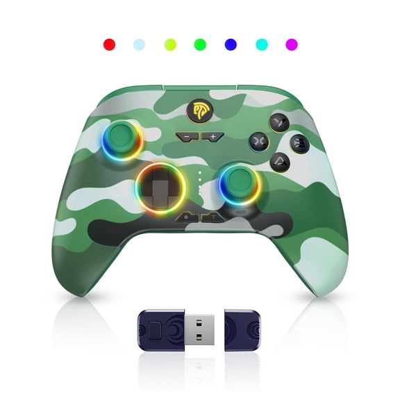 Wireless Gaming Controller for PC and Steam, Hall Effect Joysticks, Dual-Mode Gamepad, Black