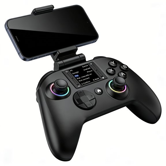Wireless Gaming Controller with Touchscreen, Dual Vibration & Six-Axis Gyro, RGB Lighting, Multi-Device Compatible