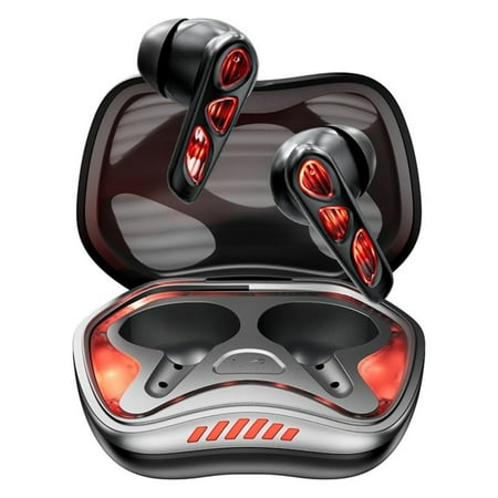 Wireless Gaming Earbuds Low Latency for Smartphone PC Waterproof Design with Charging Case-Black