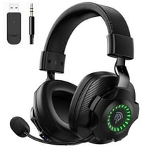 Wireless Gaming Headset 2.4G USB for PC PS5 PS4 Nintendo Switch Mac, QUCOPRE Bluetooth Wireless Gaming Headphones with Noise Cancelling Mic, 3 Connection Modes over-Ear Game Headset