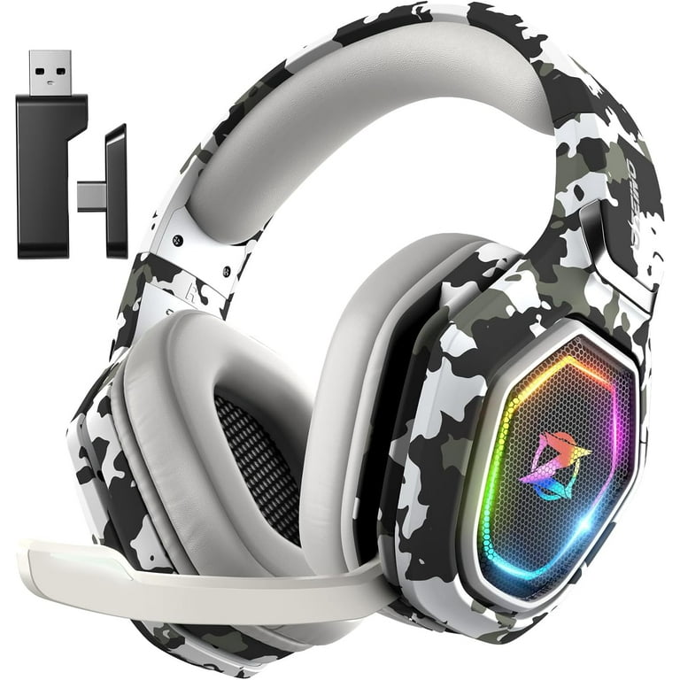 Ozeino Wireless Gaming Headset, USB, Type-C, Flip Mic, 40Hr