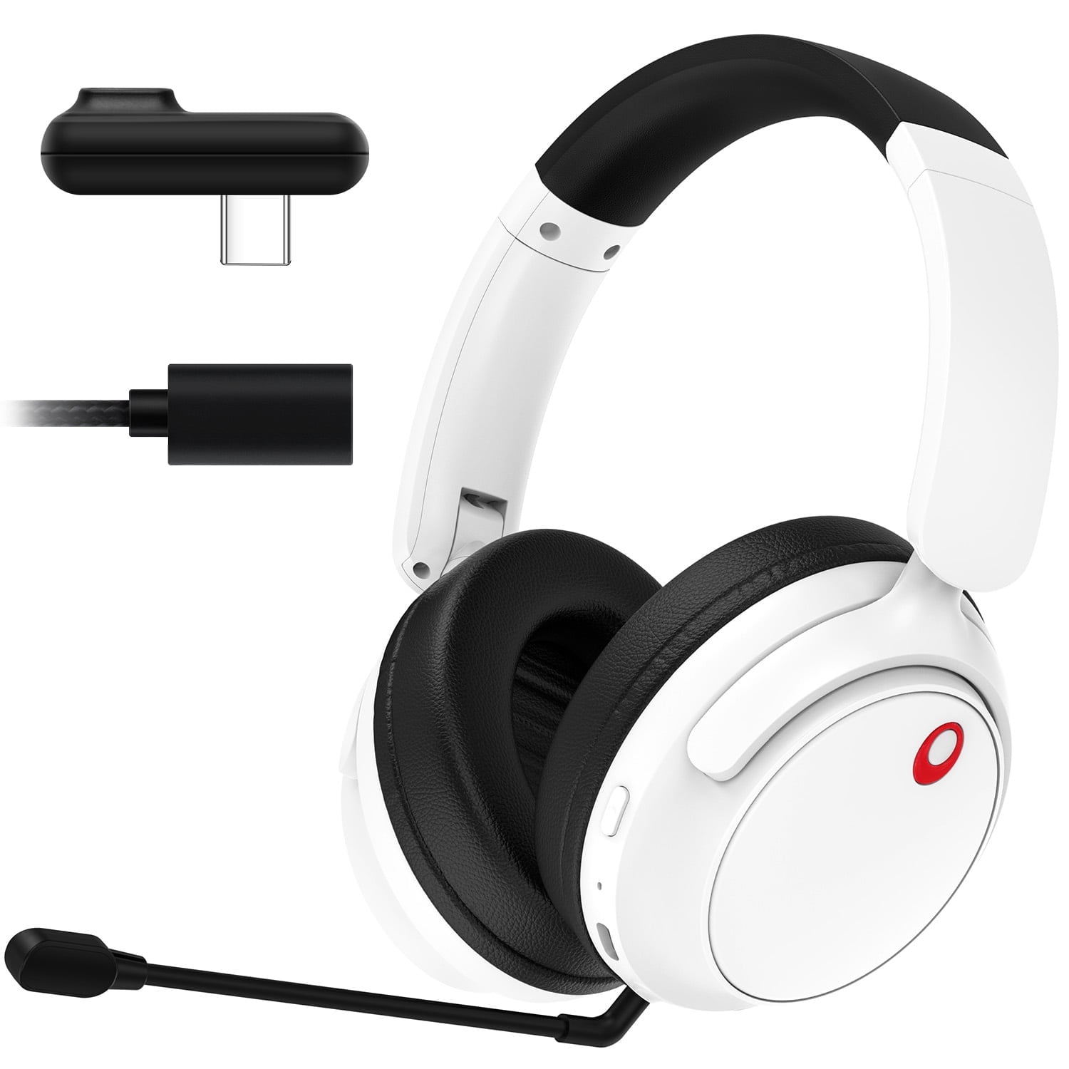 Gaming Headset Wireless,AILKIN 48Hrs Gaming Headset with Mic with Bluetooth+2.4 Ghz USB Gaming Headset Noise Canceling Microphone,Wired PC Gaming Headset for PC,PS5,PS4,Switch,Xbox Series,White