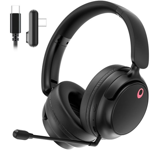 Wireless Gaming Headset, Bluetooth/2.4G Gaming Headphones w/Detachable Noise Cancelling Mic,Stereo Bass 7.1 Surround Sound Over Ear Headphones,Type C Wired for Xbox PS4 PS5 Switch,Black,FCC Approved