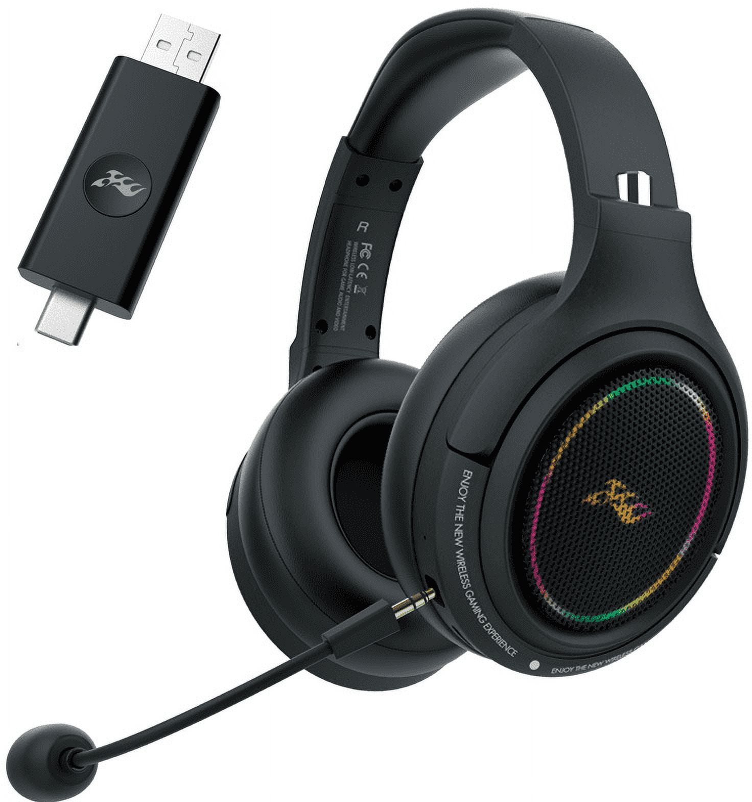 Wireless Gaming Headset,HopePow 1000mAh PC Gaming Headset with Mic for PS5 PS4 Switch with Bluetooth+2.4 GHz+USB Gaming Headphones with Noise Canceling Microphone,3.5mm Wired for Xbox Series