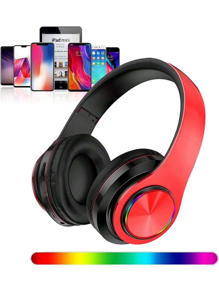Wireless Gaming Headset With Microphone Bluetooth 5.2, Foldable Over Ear Headphones With Dual Wired/Wireless Mode, Long Battery Life, Lightweight Comfortable Design For PC Laptop Phone Travel Sports