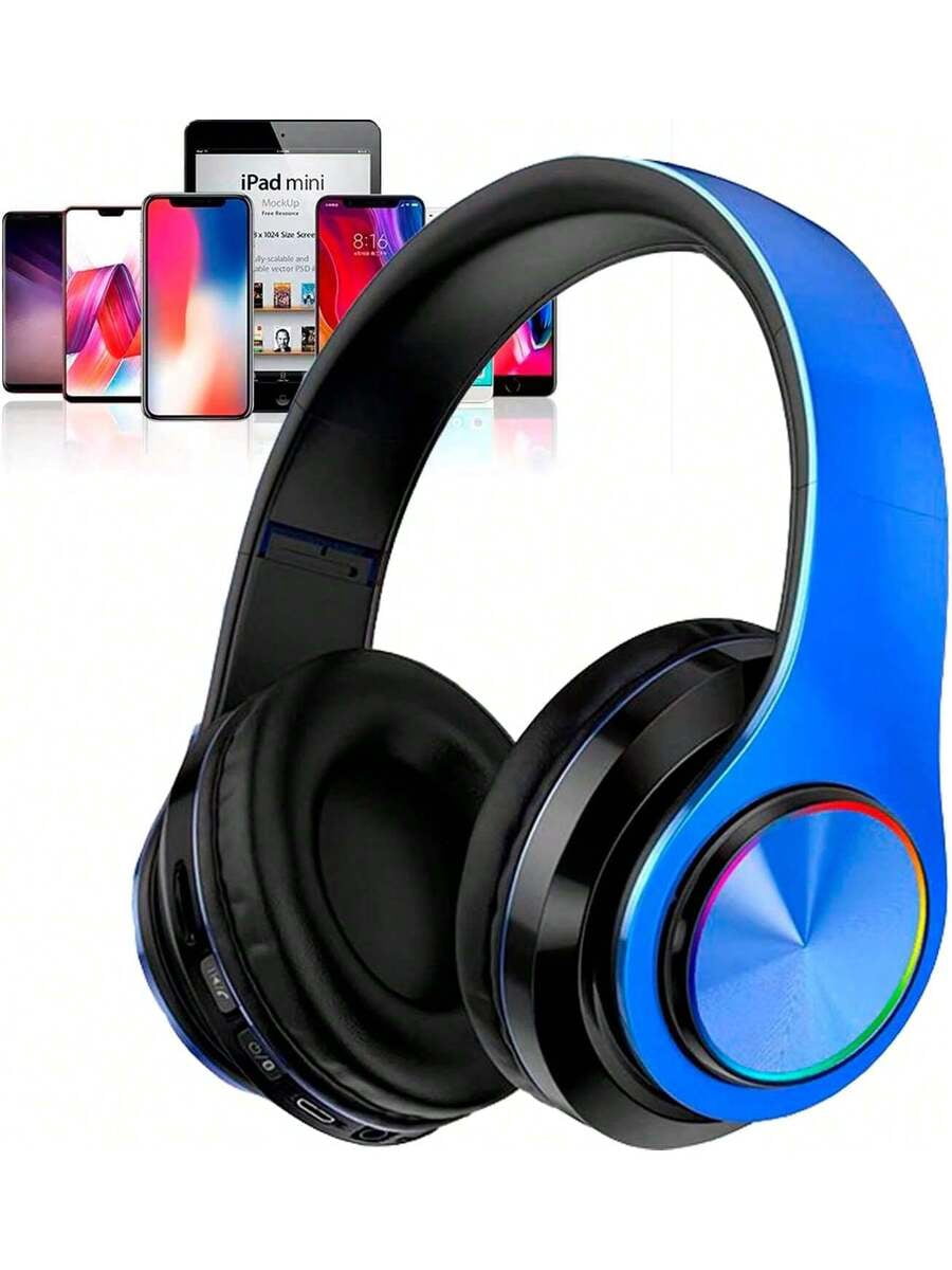 Wireless Gaming Headset With Microphone Bluetooth 5.2, Foldable Over Ear Headphones With Dual Wired/Wireless Mode, Long Battery Life, Lightweight Comfortable Design For PC Laptop Phone Travel Sports
