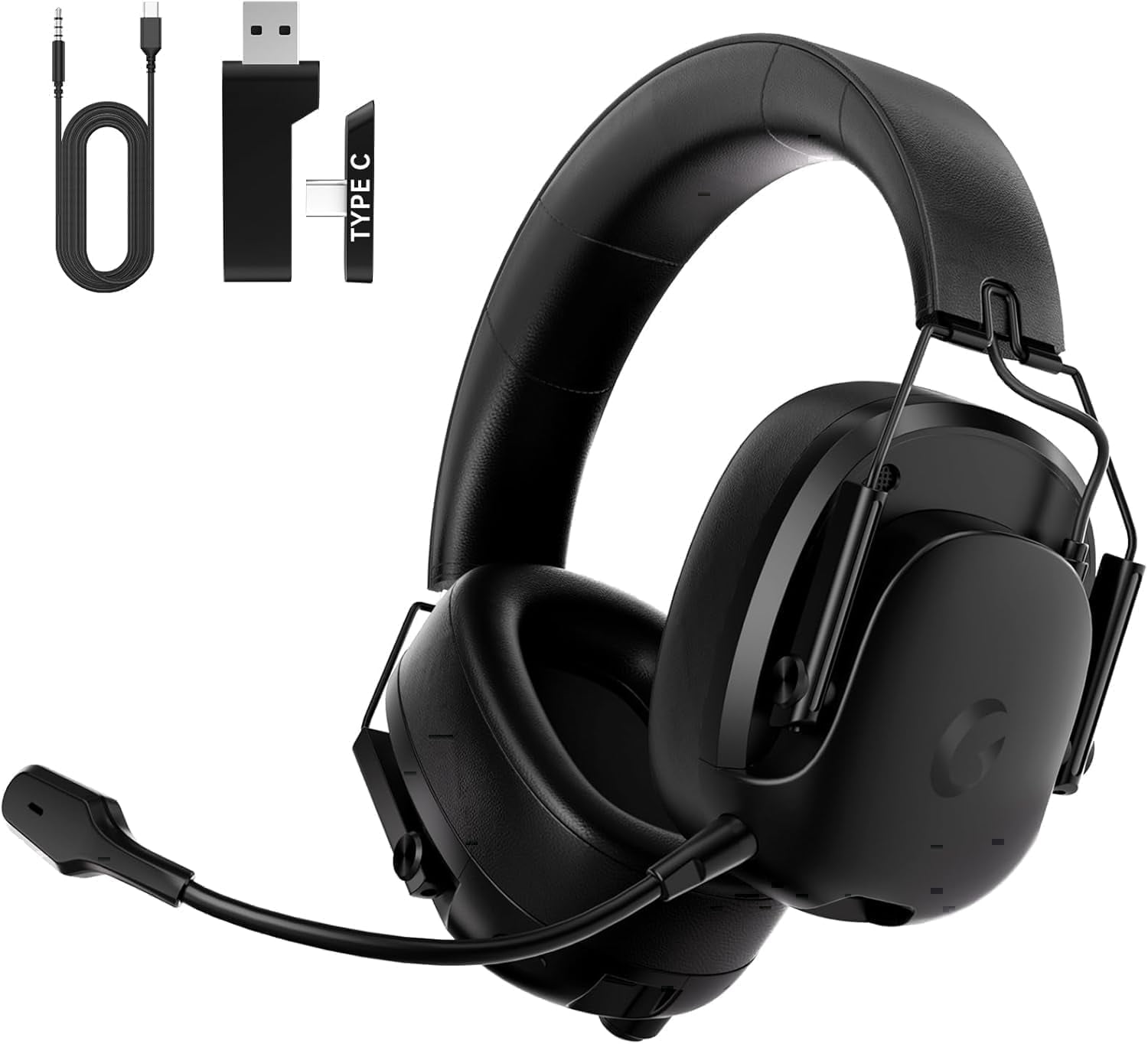 Soifcik 2.4GHz Wireless Gaming Headset with Microphone, 7.1 Surround Sound & 45H Battery, Noise Cancelling Over-Ear Headphones for PS5, PS4, PC, Switch (Wired for Xbox), Black