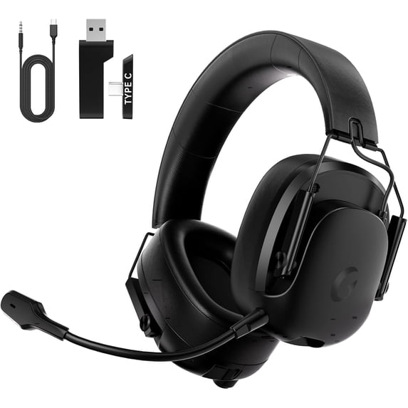 Soifcik 2.4GHz Wireless Gaming Headset for PS4/PS5/Switch/PC, Noise Cancelling Over-Ear Headphones with Microphone ,Black