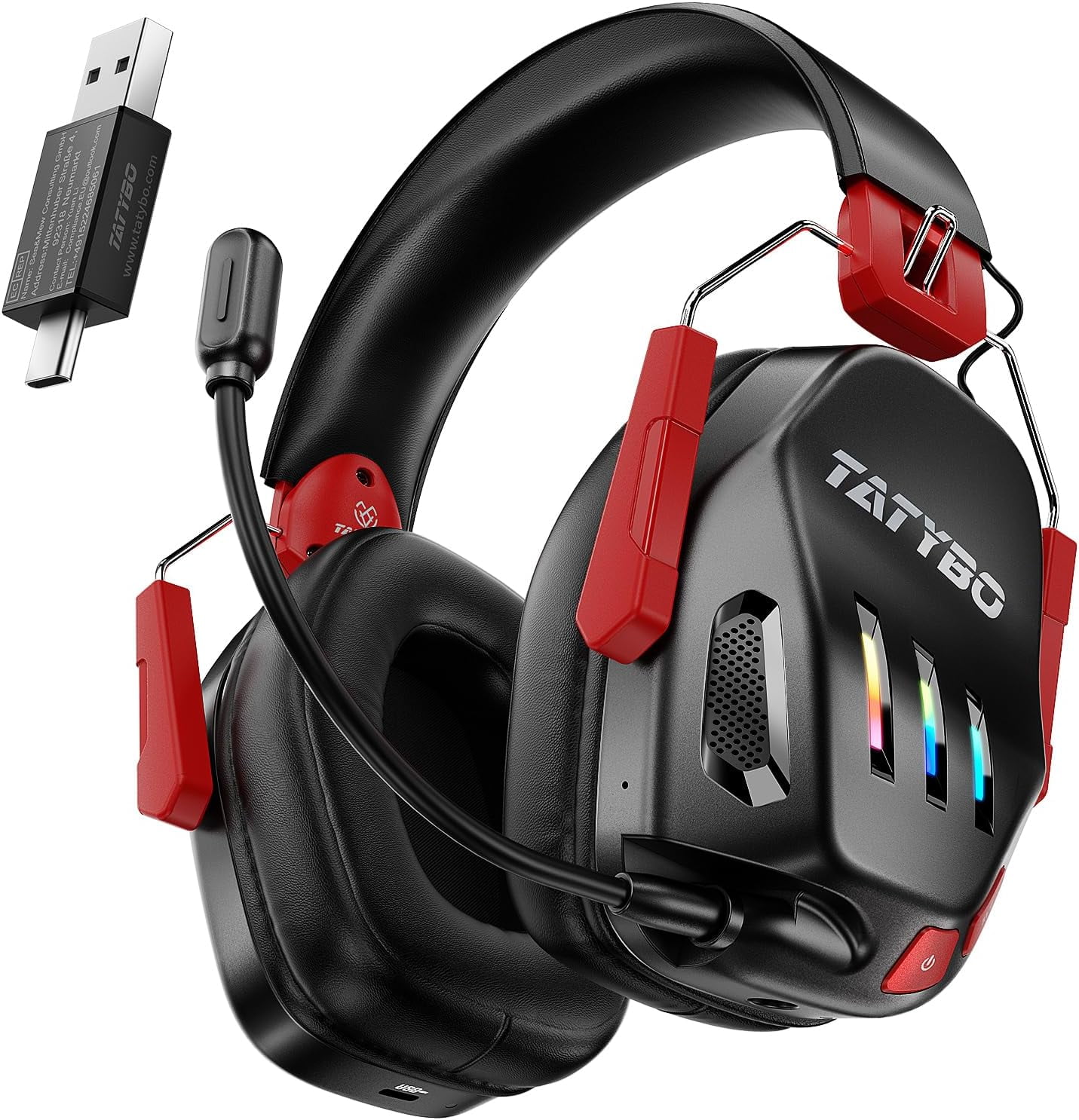 Tatybo WT3 Wireless Gaming Headset for PS4 PS5 PC with Detachable Mic 30 Hr Battery USB Type C Walmart