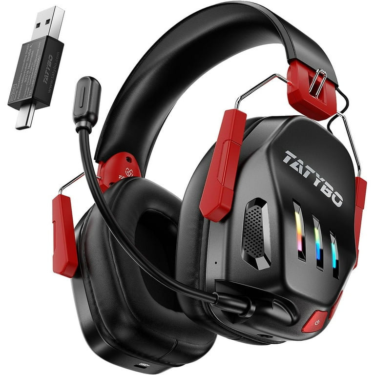 Wireless Gaming Headset for PS4 PS5 PC 2.4GHz Gaming Headphones with Detachable Noise Cancelling Mic 30 Hr Battery USB Type C Gamer headset for