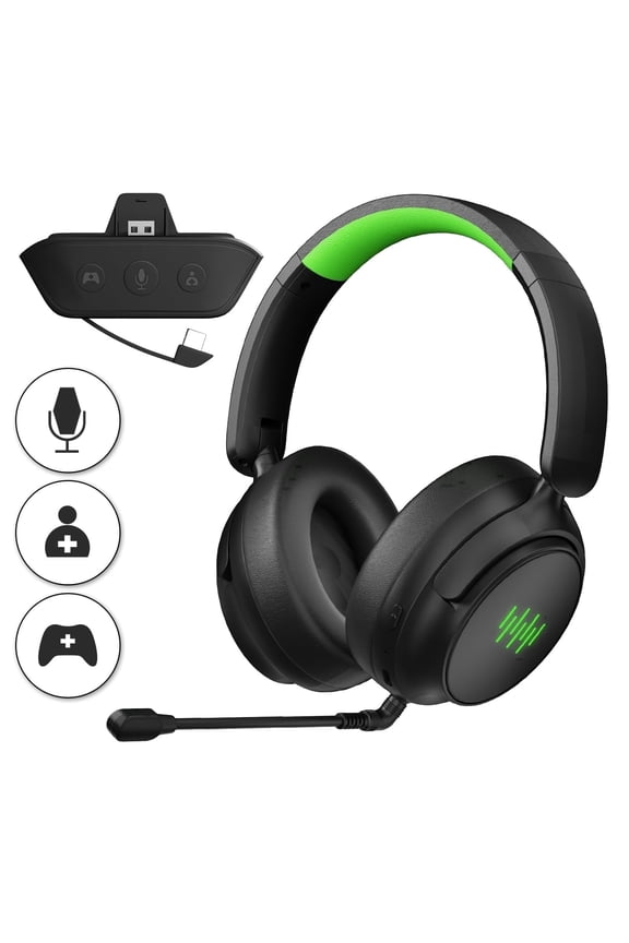 Wireless Gaming Headset for Xbox with Game/Chat Audio Balance, Mic Mute, Bluetooth, 3D Surround Sound, Foldable Bluetooth Headset Works with P5, Mac, PC, Switch - Long Battery Life
