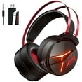 thumbnail image 1 of Wireless Gaming Headset with Mic, Bluetooth & 2.4GHz Over-Ear Headphone for PS5 PS4 Nintendo PC with Noise-Canceling Microphone & 7.1 Pro Surround Sound - Black Red, 1 of 8