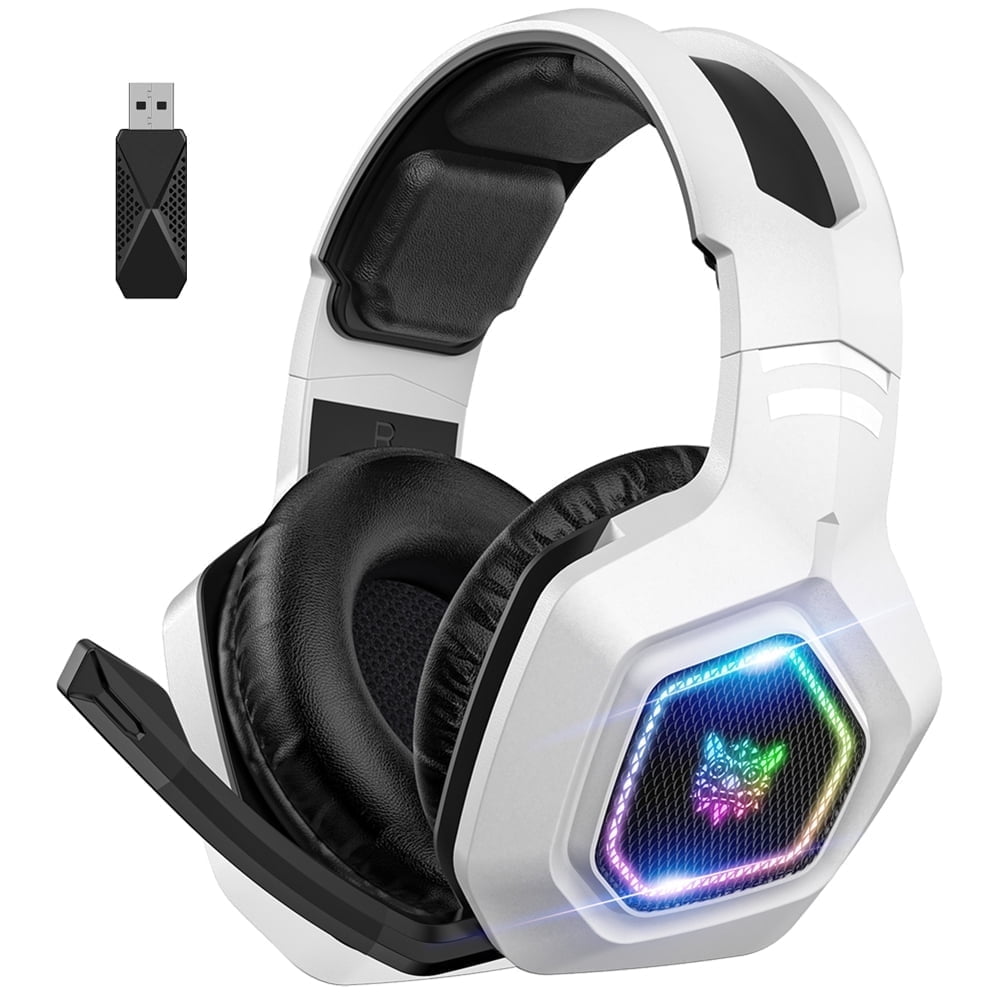 Wireless Gaming Headset for PS5/PS4/PC/Mac/Switch,Over Ear 2.4G/Bluetooth 5.3 Gaming Headphones with Noise-Canceling Mic,7.1 Surround Sound,60H Battery,RGB Lights
