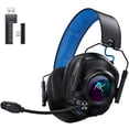 thumbnail image 1 of Wireless Gaming Headset, 2.4GHz Bluetooth Gaming Headphones with Noise Canceling Mic,3D Surround,60H Playtime for PS5 PS4 PC Switch Mac Phone,Blue, 1 of 9