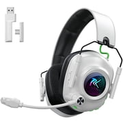 Wireless Gaming Headset with Mic, 2.4GHz &amp; Bluetooth 5.3 Headphones 20ms Ultra-Low Latency, ENC Noise Canceling Microphone, 3D Surround Sound, Comfortable Over Ear Headset for PS5 PS4 PC Switch white deal from Walmart
