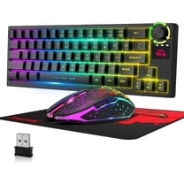 Wireless Gaming Keyboard and Mouse Combo,12 RGB Backlight Rechargeable 4000mAh Battery,Mechanical Feel Anti-ghosting Keyboard and RGB Wireless Gaming Mouse for PC,PS4,Laptops(Black)