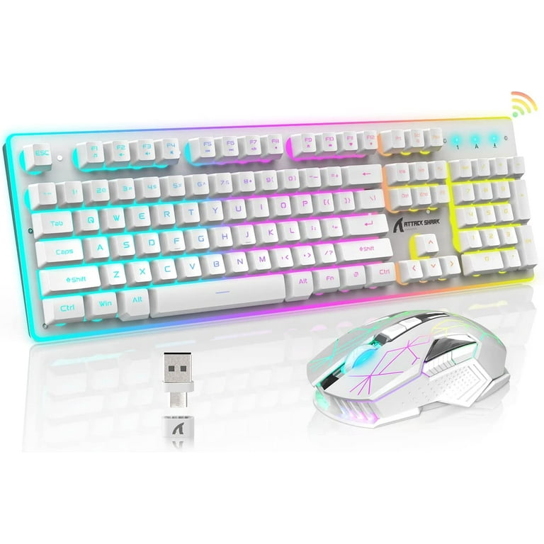 Wireless Keyboard and Mouse RGB LED Backlit Rechargeable for PS4 PC Xbox  Gamers