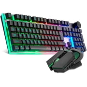 CHONCHOW Wireless Keyboard and Mouse Combo with Control Knob, 2.4G Receiver, RGB Backlight, for Windows and macOS, PC Laptop Gaming