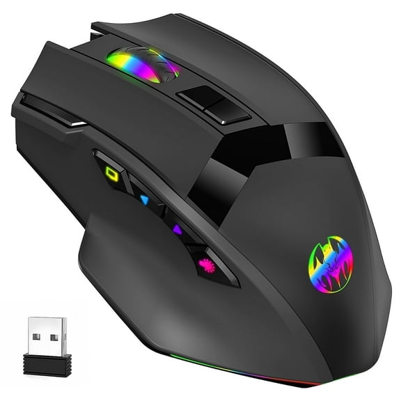 Wireless Gaming Mouse, 16000 DPI Adjustable, Bluetooth 5.2 & 2.4GHz Dual Mode, Lightweight, 10 Buttons, RGB Lighting, for PC Gaming & Office, Muzpu (Black)