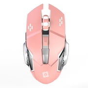 Wireless Gaming Mouse with Colorful LED Lights,Silent Click,2.4G USB Nano Receiver,4 Level DPI 1200/1600/2400/3200 Mouse for PC Gamer Laptop Desktop Mac,Pink