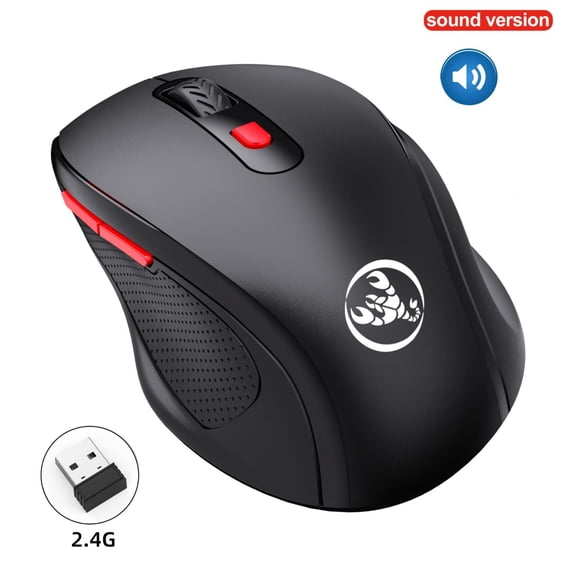 Wireless Gaming Mouse, for PC Laptop, 2.4GHz Ergonomic Optical Mouse with 6 Buttons Wireless Mouse, 2000 DPI Adjustable, 10m Range, Portable for Travel and Work,Black and Red