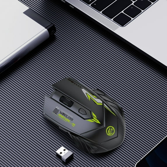 Wireless Gaming Mouse, Rechargeable Silent Wireless Mouse with 3600 DPI Adjustable, Anti-Skid Design on Both Sides,Improve Grip Stability, for Laptop,Desktop,PC,MacBook(Black)