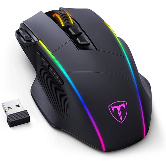 Wireless Gaming Mouse,Tri-Mode 2.4G/USB-C/Bluetoothy, Up to 10000DPI,Chroma RGB Backlit,Ergonomic with 8 Programmable Buttons,Rechargeable Computer Mouse for Laptop,PC,Mac