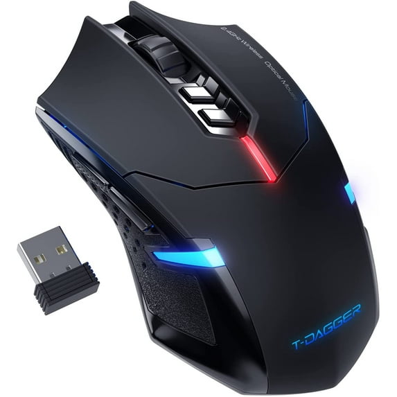 Wireless Gaming Mouse- USB Cordless PC Accessories Computer Mice with LED Backlit, Ergonomic Gamer Laptop Mouse with 7 Silent Buttons, 5 Adjustable DPI Plug & Play for PC
