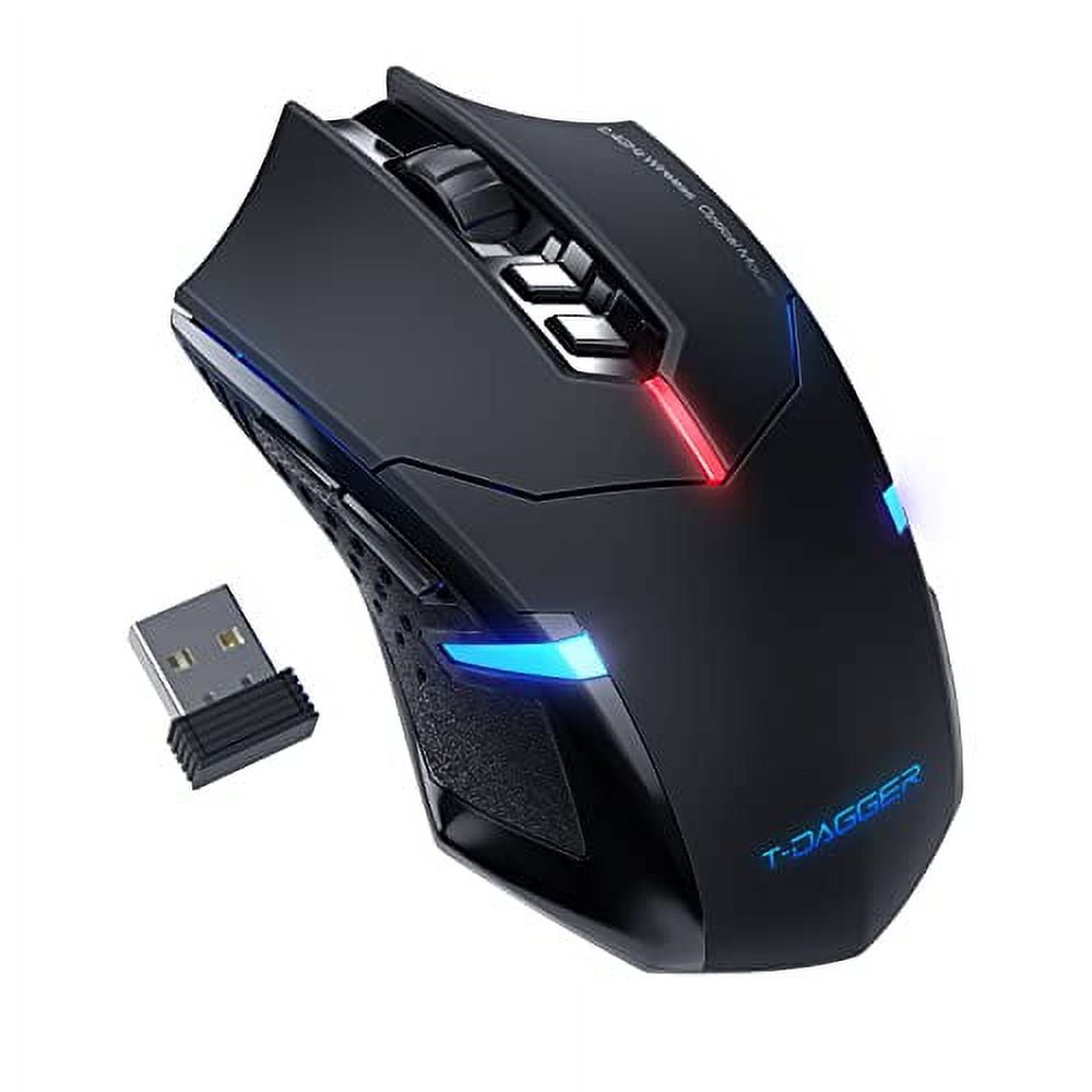 LuLabboard Wireless Gaming Mouse, Rechargeable Wireless Computer Mouse,  7-Color LED Light, Ergonomic Mouse with 6 Silent Click Buttons, 3  Adjustable