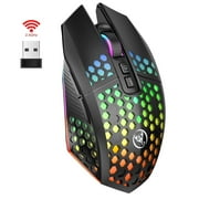 Wireless Gaming Mouse,RGB Mouse with 7 Programmable Buttons Ergonomic for PC Laptop,Compatible with Windows Mac,Black