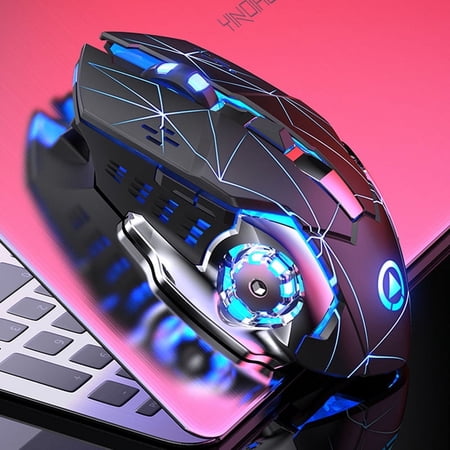 Wireless Gaming Mouse, Wireless Rechargeable RGB Gaming Mouse with 6 Programmable Buttons, Ergonomic and 3 Adjustable DPI Level for PC Laptop Gamer