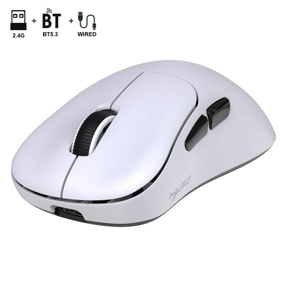 Wireless Gaming Mouse with 57g Lightweight Design,10000DPI,3 Mode USB-C/2.4G/Dual Bluetooth 5.3,Portable Rechargeable Mouse for PC/Mac/Laptop Gamer/White