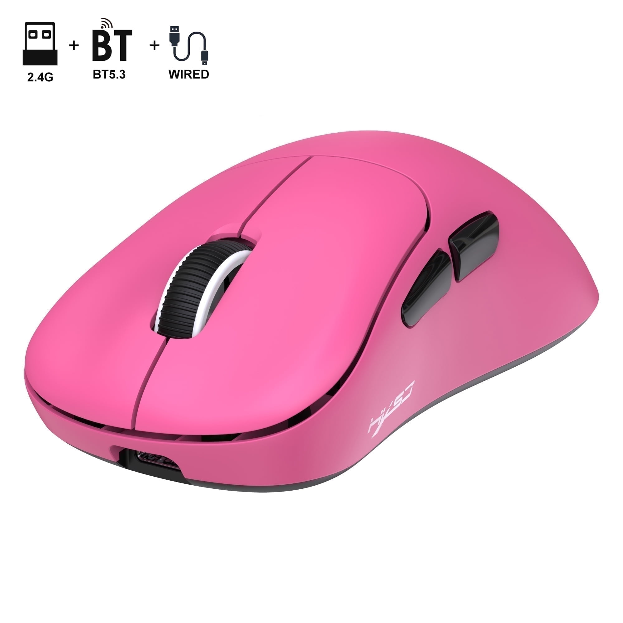 Wireless Gaming Mouse with 57g Lightweight Design,10000DPI,3 Mode USB-C/2.4G/Dual Bluetooth 5.3,Portable Rechargeable Mouse for PC/Mac/Laptop Gamer/Pink