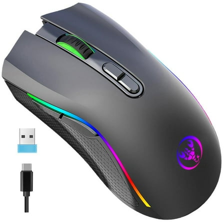 Wireless Gaming Mouse with 6 Leves of DPI,RGB Backlit,2.4G Mice for Windows PC Gaming and Office