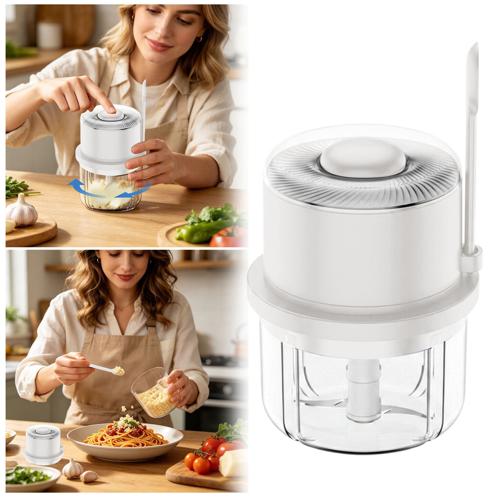 Wireless Garlic Chopper with Stainless Steel Blades Cordless Electric Mini Food Processor USB Rechargeable Kitchen Gadgets for Garlic Onion Veggies Home Kitchen and Travel
