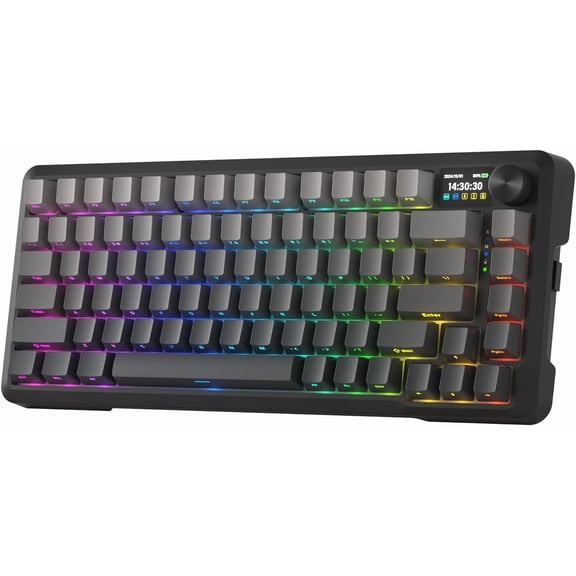 Wireless Gasket Gaming Keyboard, 3-Modes 81 Keys Compact Mechanical Keyboard Hot-Swap Socket, Dedicated Knob Control and Sound Absorbing Pads, Linear Red Switch