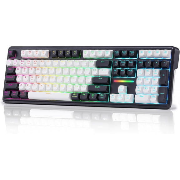 Wireless Gasket RGB Mechanical Gaming Keyboard with 108 Keys Hot-Swap Socket 5-Layer Noise Dampening PBT Keycaps Mint Mambo Switch Abyssal Blue