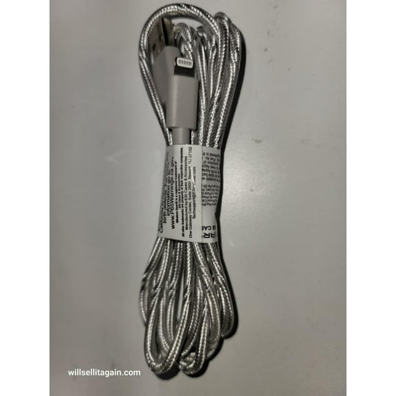 Wireless Gear USB Sync & Charge Fabric iPhone Charger 6ft - Silver