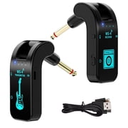 Wireless Guitar System, 2.4 GHz with 8 Channels Rechargeable Audio Wireless Guitar Transmitter Receiver for Electric Bass Guitar Electric Wind Instruments, 48K/16 bit Real-time Transmission Black